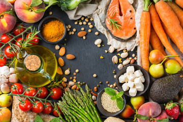 Obraz na płótnie Canvas Healthy food for balanced flexitarian mediterranean diet concept