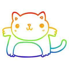 rainbow gradient line drawing cartoon cat