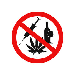 No drugs and alcohol sign. Vector. Isolated.