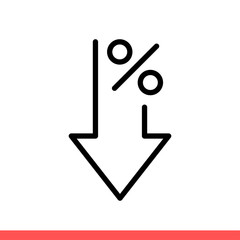 Down percent vector icon