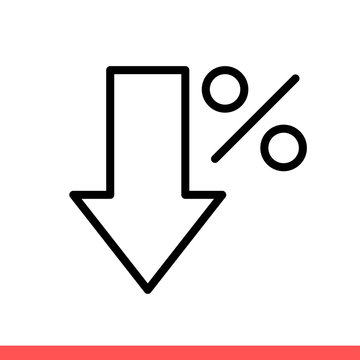 Down percent vector icon