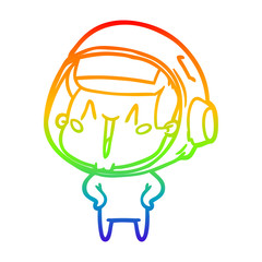 rainbow gradient line drawing happy cartoon astronaut