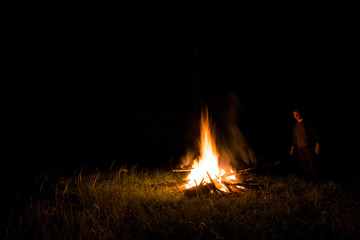fire at night . fire at long exposure. flame