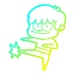 cold gradient line drawing happy cartoon man