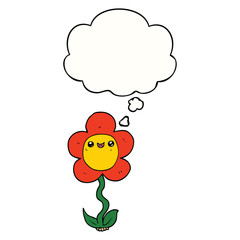 cartoon flower and thought bubble