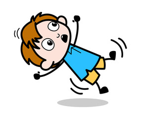 Falling Down - School Boy Cartoon Character Vector Illustration