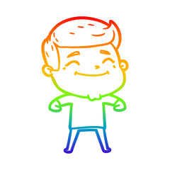 rainbow gradient line drawing happy cartoon man