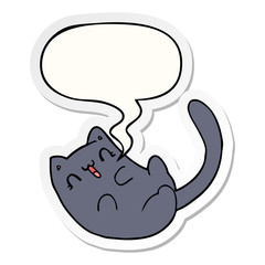 cartoon cat and speech bubble sticker