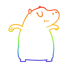 rainbow gradient line drawing cartoon hippo