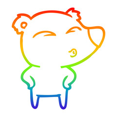 rainbow gradient line drawing cartoon whistling bear