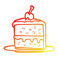 warm gradient line drawing cartoon chocolate cake