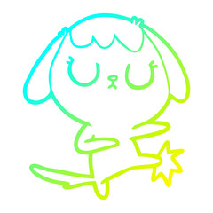 cold gradient line drawing cute cartoon dog