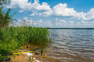 clouds blue sky fishing early in the morning