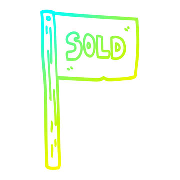 recommend clip art: cold gradient line drawing cartoon sold sign
