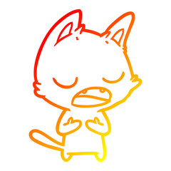 warm gradient line drawing talking cat cartoon