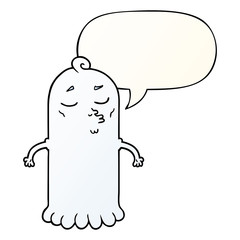 cartoon ghost and speech bubble in smooth gradient style