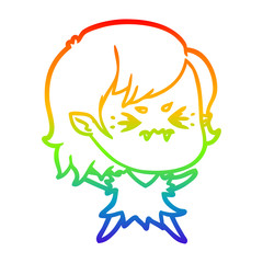 rainbow gradient line drawing annoyed cartoon vampire girl