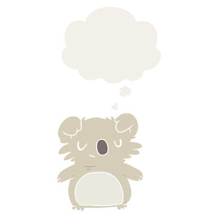 cartoon koala and thought bubble in retro style