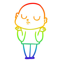 rainbow gradient line drawing cartoon bald man
