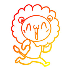 warm gradient line drawing happy cartoon lion