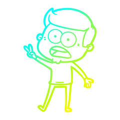 cold gradient line drawing cartoon shocked man