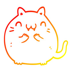 warm gradient line drawing happy cartoon cat