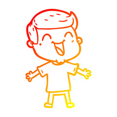 warm gradient line drawing cartoon happy man