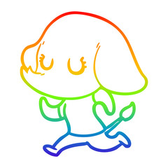 rainbow gradient line drawing cute cartoon elephant