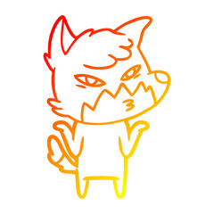 warm gradient line drawing clever cartoon fox