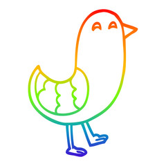 rainbow gradient line drawing cartoon bluebird