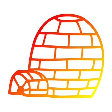 recommend clip art: warm gradient line drawing cartoon igloo