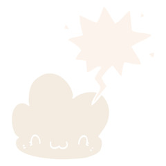 cartoon cloud and speech bubble in retro style