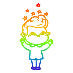 Obraz premium rainbow gradient line drawing cartoon excited man