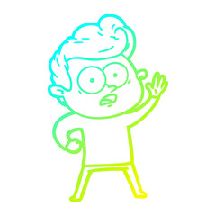 cold gradient line drawing cartoon staring man