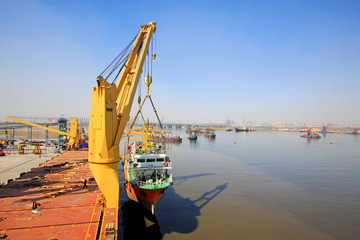 Fototapeta premium seal 7 Exploration ship was about to enter the water, tianjin port, tianjin, China.