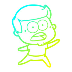 cold gradient line drawing cartoon shocked man