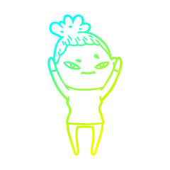 cold gradient line drawing cartoon woman