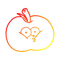 warm gradient line drawing cartoon apple