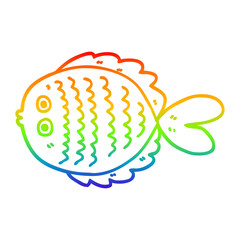 rainbow gradient line drawing cartoon flat fish