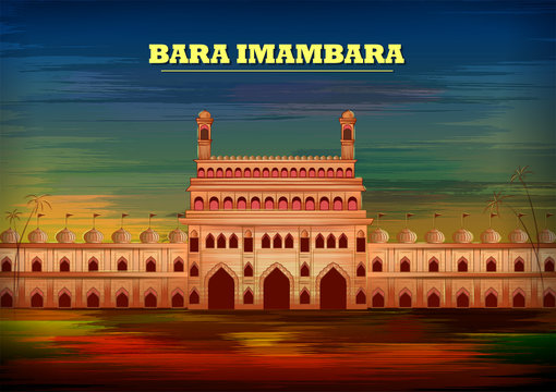 vector illustration of historical monument Bada Imambara in Lucknow, Uttar Pradesh, India
