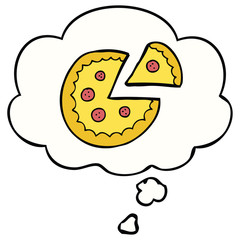 cartoon pizza and thought bubble