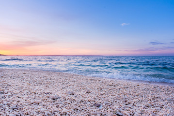 Sunrise at the white sand shore of Sombrero Island, Masbate, Philippines