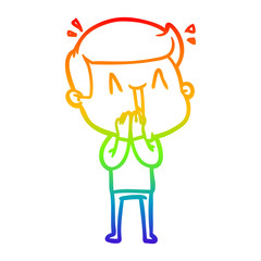 rainbow gradient line drawing cartoon excited man