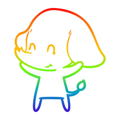 rainbow gradient line drawing cute cartoon elephant