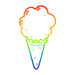 rainbow gradient line drawing cartoon ice cream