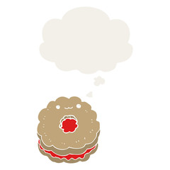 cartoon biscuit and thought bubble in retro style