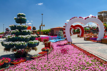 Konya / Turkey, June 7, 2019, Konya Selcuklu Flower park (cicek park)