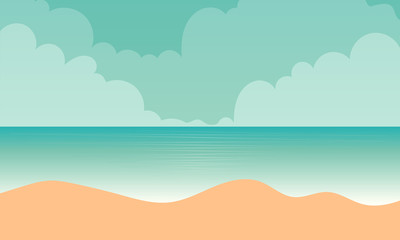 Fototapeta na wymiar Tropical sand landscape of the sea beach, vector art illustration.