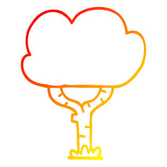 warm gradient line drawing cartoon tree