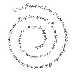 Obraz premium Spiral love words for Valentine